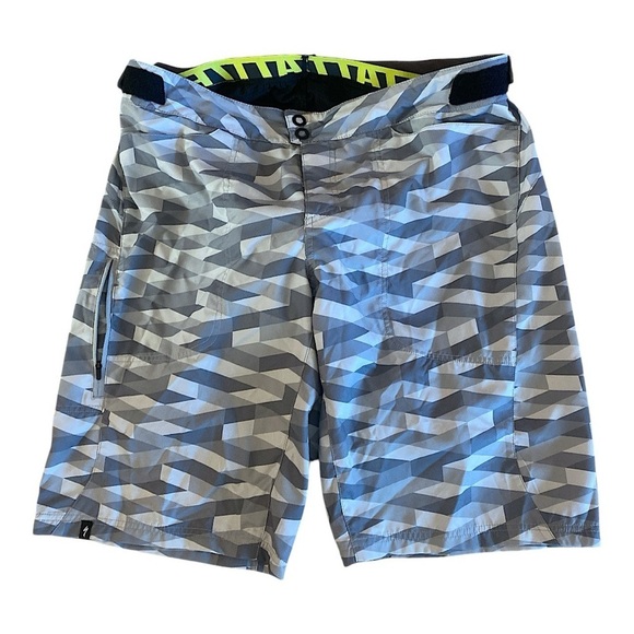 Enduro Sport Shorts Padded Grey Geometric Men Size 40 Bikercore Sportswear - Picture 2 of 11